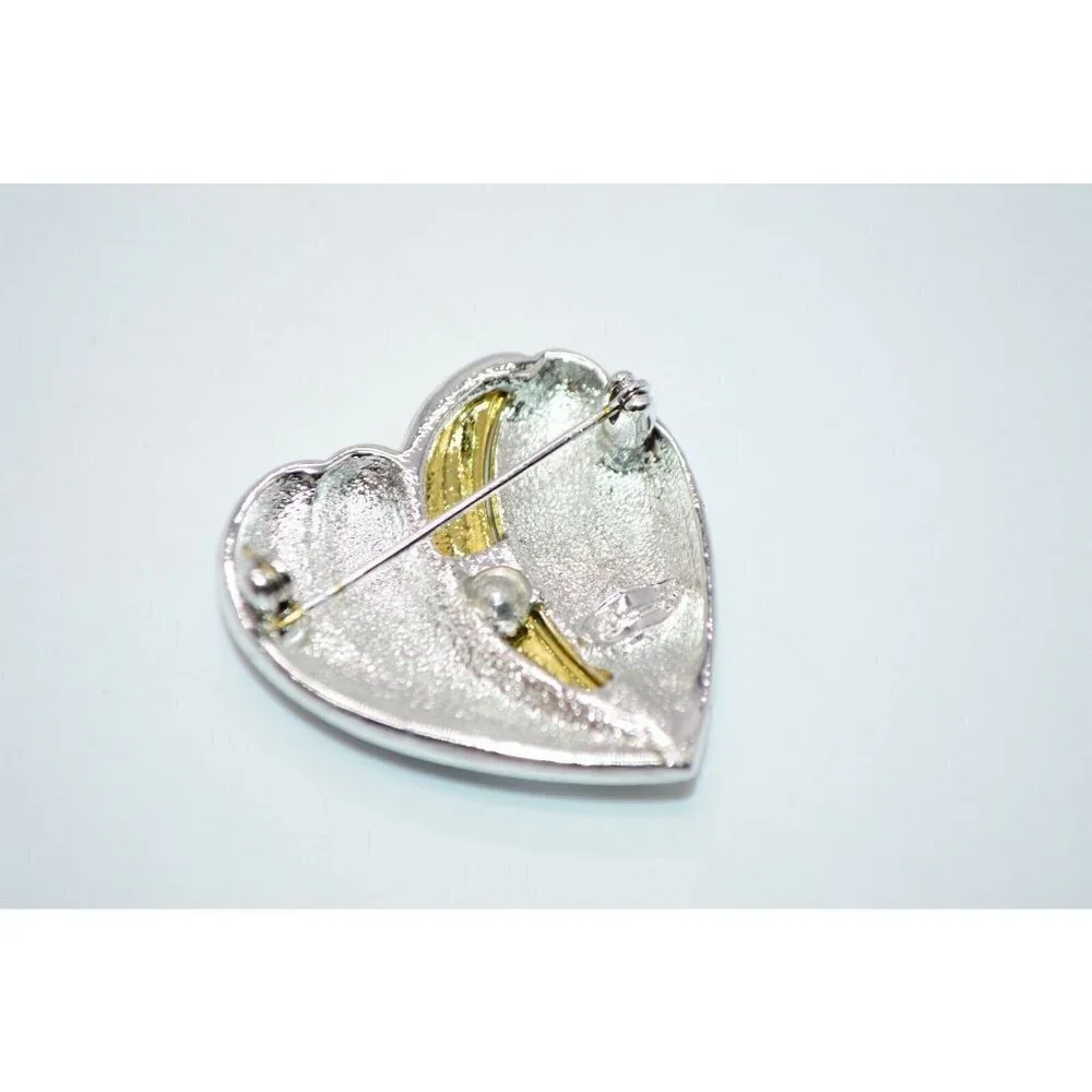 Danecraft Heart Brooch Dual Tone Gold Silver Brooc